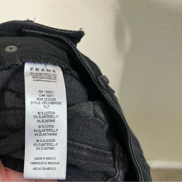 NWT FRAME Denim Le Crop Mini Boot Raw Stagger Tilt Black Jeans Womens Size 26 - Picture 7 of 7